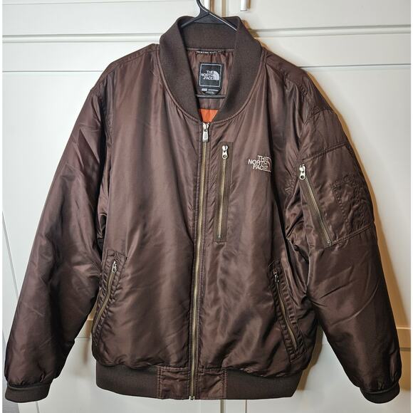 The North Face Bomber Jacket Brown Orange Liner Men's XL Zippers Outdoor Hunting - Picture 1 of 12